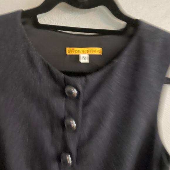 Alice + Olivia Wool Blend Navy Blue Shift Dress with Large Buttons Sleeveless - Picture 6 of 9